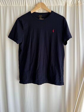 Polo Ralph Lauren Custom Fit Navy T-Shirt Red Pony Logo Size Medium